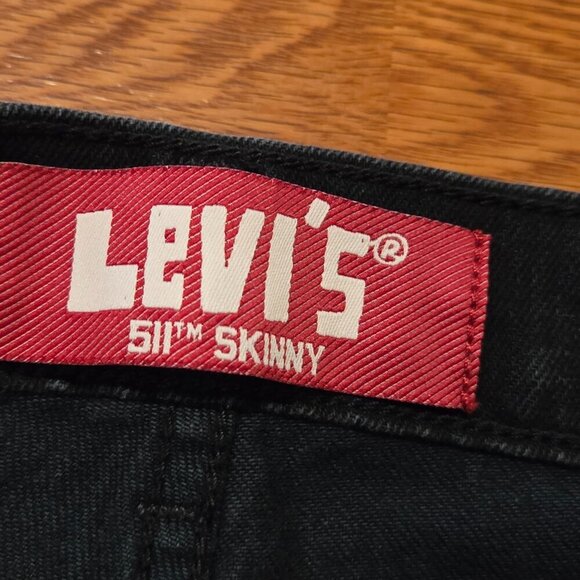 Levis 511 Boys Jeans Sz 16 Reg Black Night Skinny Fit Back to School 28x28 - Picture 7 of 15